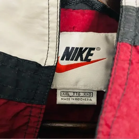 Vintage Nike Mens Dark Red Black And White Windbreaker Jacket XXL - Picture 7 of 9